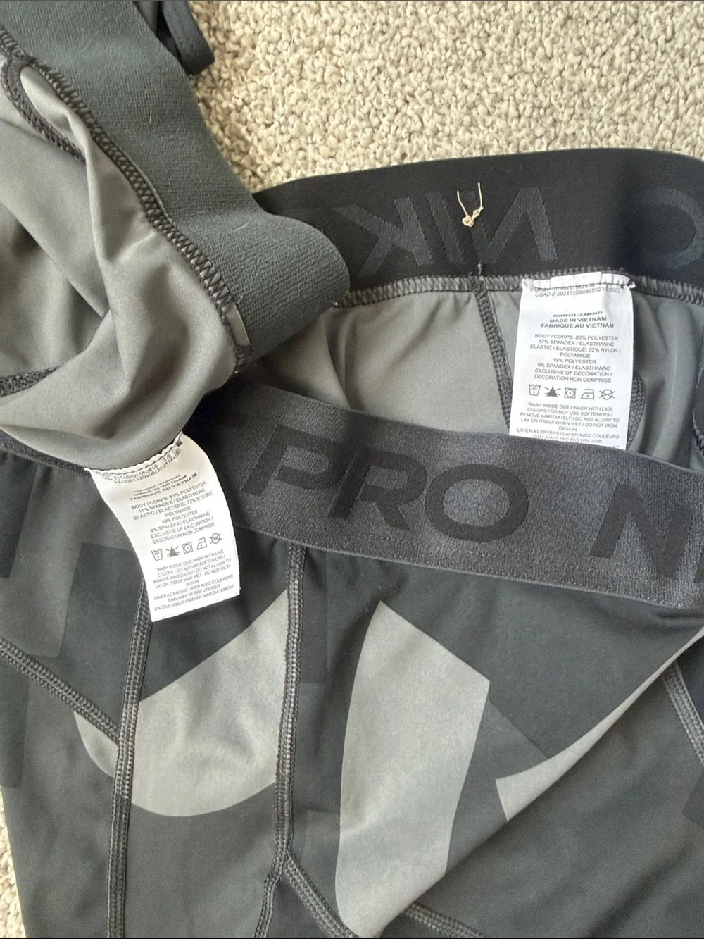 Nike Black & Gray nike ProCrop Top and Shorts with orange Swoosh - Picture 2 of 3